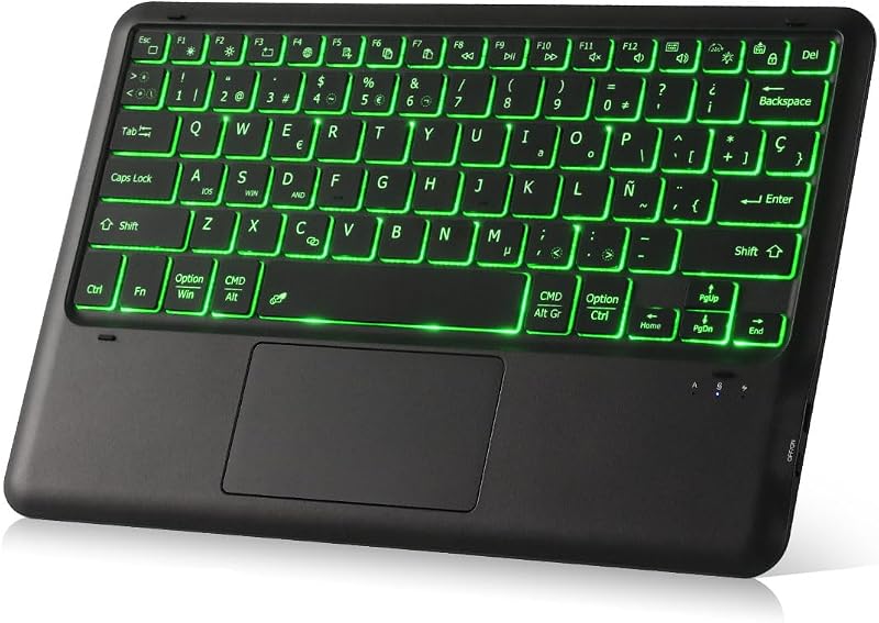 KOOCHUWAH Bluetooth Billentyűzet Touchpad Egérrel, LED Háttérvilágítás, 11 Szín, QWERTY