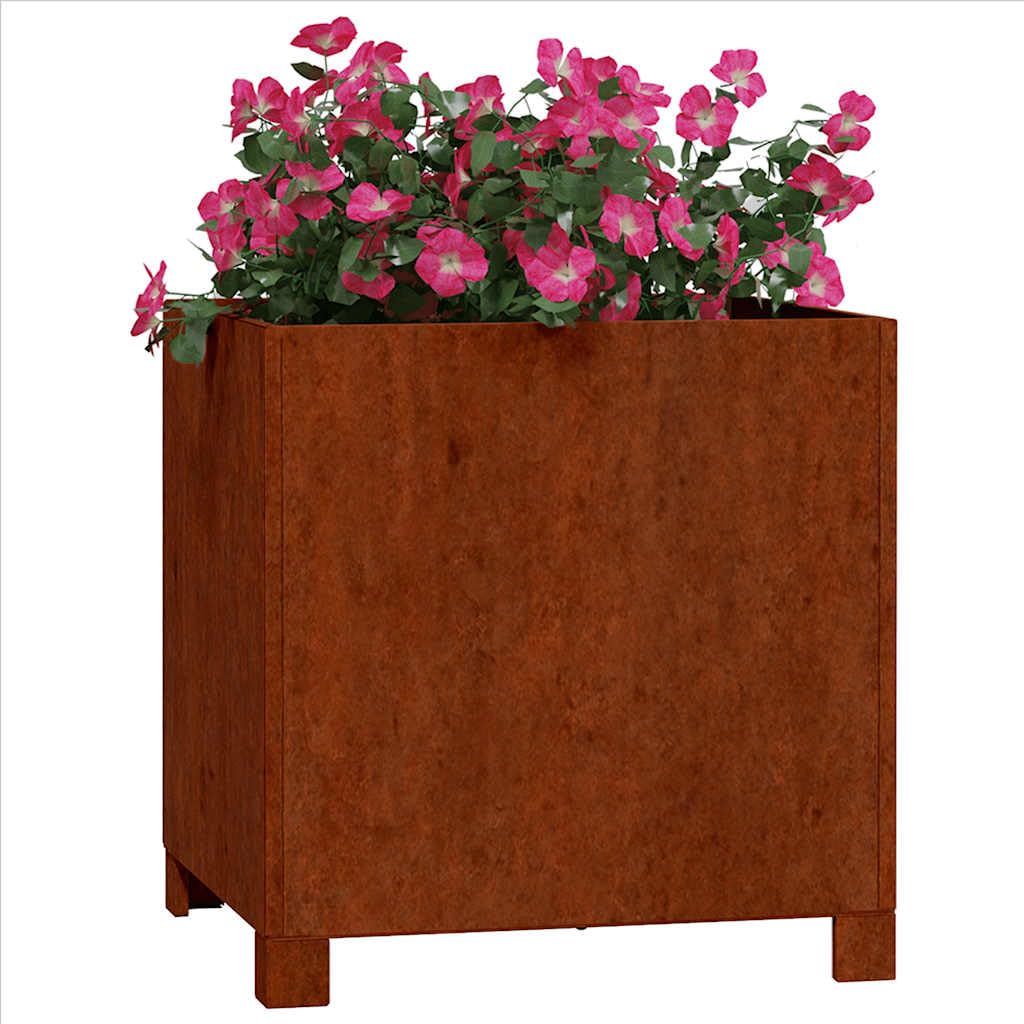 Pflanzkübel mit Beinen aus Cortenstahl 40x40x40 cm wetterfest Rostig für Garten Balkon Terrasse Dekoration