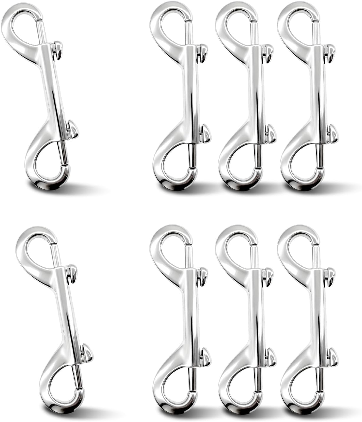 Sissatthai 8Pcs Double Ended Snap Hooks Heavy Duty - 3.5 Inch, Metal Dog Leash Hook Clip Double Sided Carabiner Clips Silver Chain Clip Clasp for Dog Horse Bolt Key Carabiner Outdoor