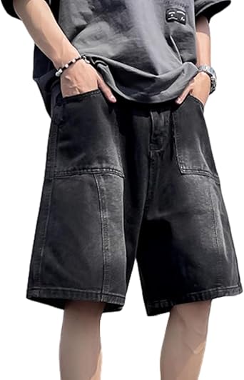 Baggy Jean Shorts Men Jorts Y2k Emo Grunge Denim Shorts Loose Wide Leg Hip Hop Shorts 90s Vintage Designer Shorts