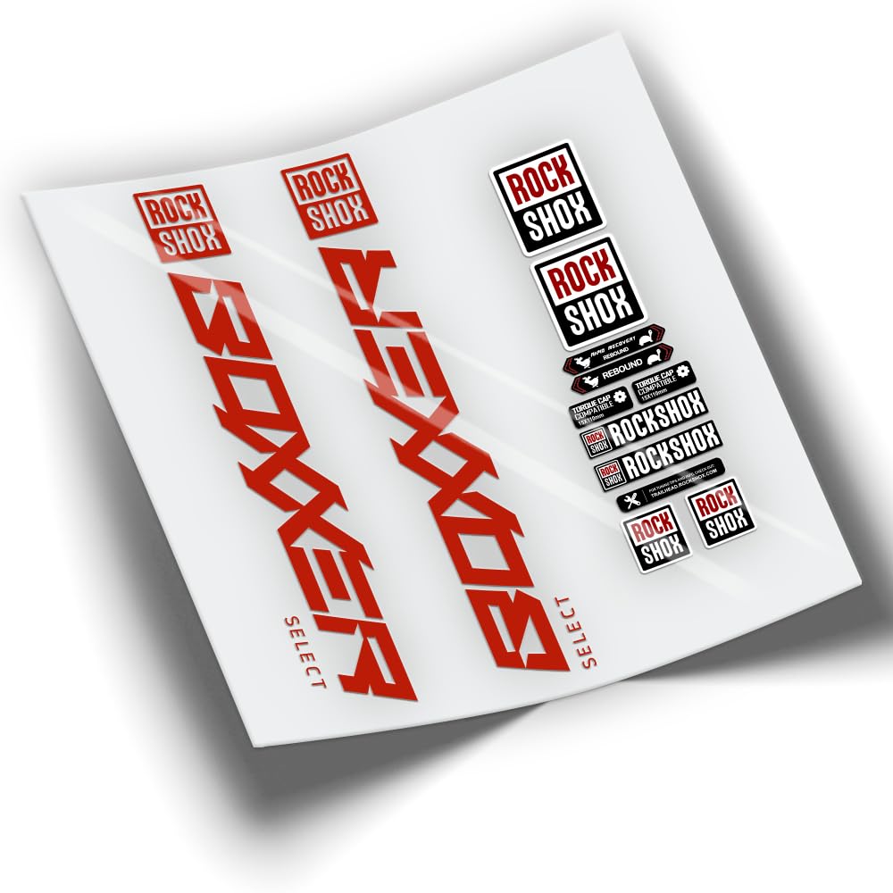 REF:VP380 Stickers Compatible with Rock-Shox BOXXER SELECT 2019-2023 MTB Fork Stickers, Stickers, Stickers, Vinyls for Mountain Bikes (RED)