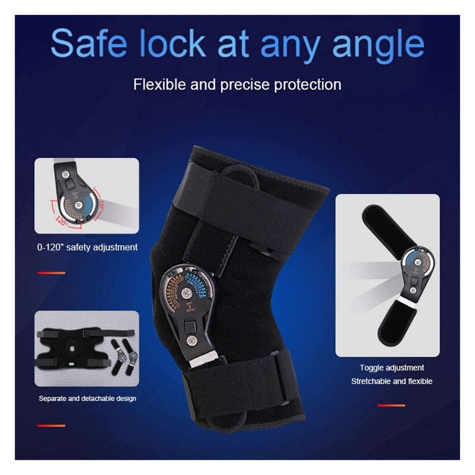 Orteza Na Kolano, Odpinany, Unisex, Pasek Na Kostkę, Regulowany Stabilizator Stawu Kolanowego, Orteza Ortopedyczna, Stabilizator Kolana Z Zawiasami