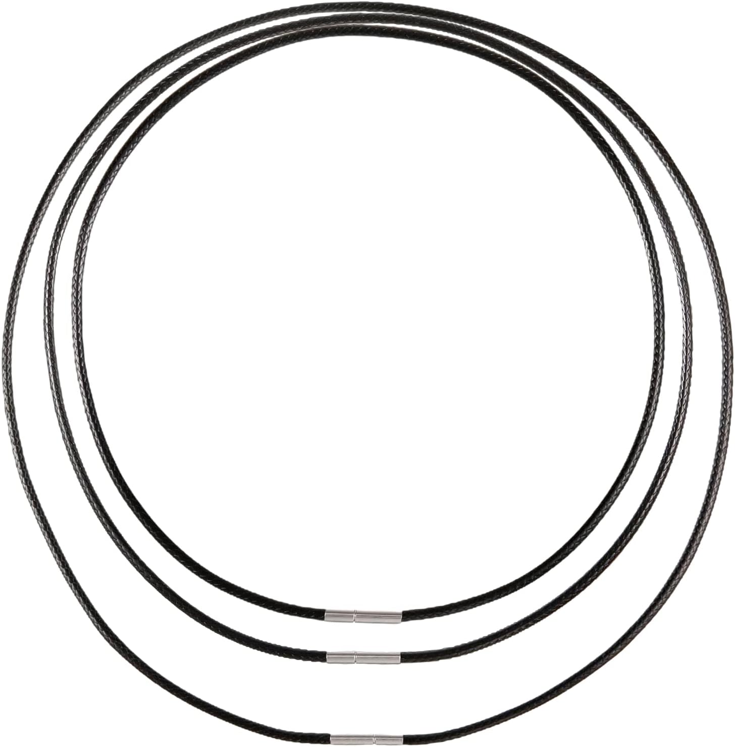 3 Pcs Men's Leather Necklace Cord Wax Rope Necklace Jewelry Black