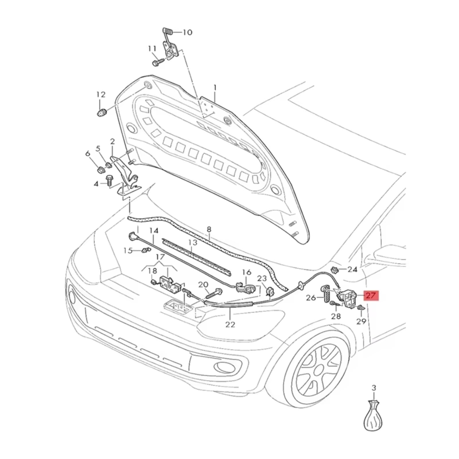 Rilascio del cofano fermo Ricambi Auto LHD Maniglia Di Sblocco Cofano Coperchio Chiusura Cofano Compatibile Con Q3 2012 2013 2014 Per TT 2015 2016 2017 1K1823633B