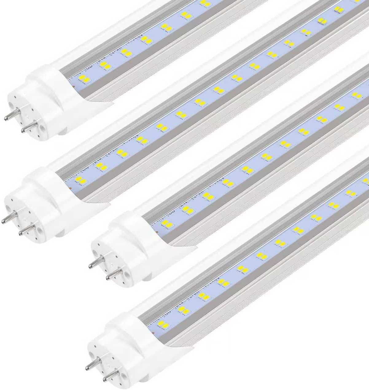 PARNOARCK Fluorescent Light Bulbs 48 inch T8 LED Bulbs 4 Foot Type A+B,24W 3200LM 6500K Clear Cover Super Bright,Single and Double End Powered,T8 T10 T12 Fluorescent Bulbs Replacemen
