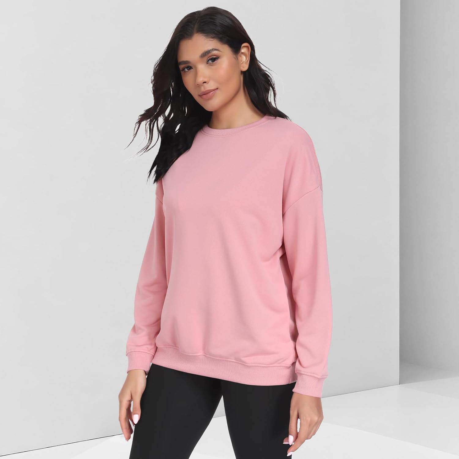 Classic Crewneck Sweatshirt for Women - Relaxed Fit Soft Comfortable Pullover with Ribbed Cuffs and Hem - Image 4