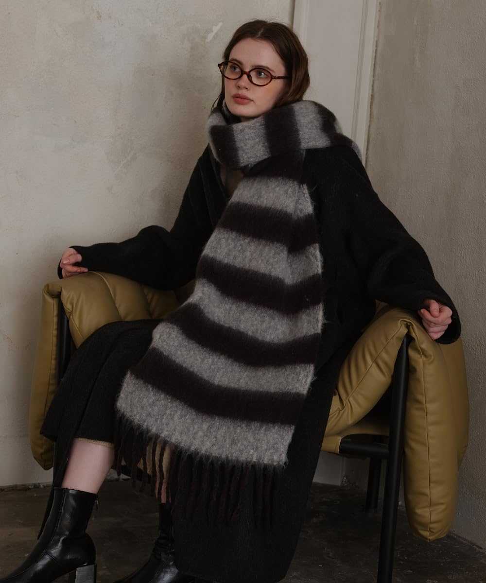 Women's Fall Winter Chunky Scarves Big Thick Warm Knit Blanket Scarf Long Oversized Striped Tassel Shawls Wraps - Image 3