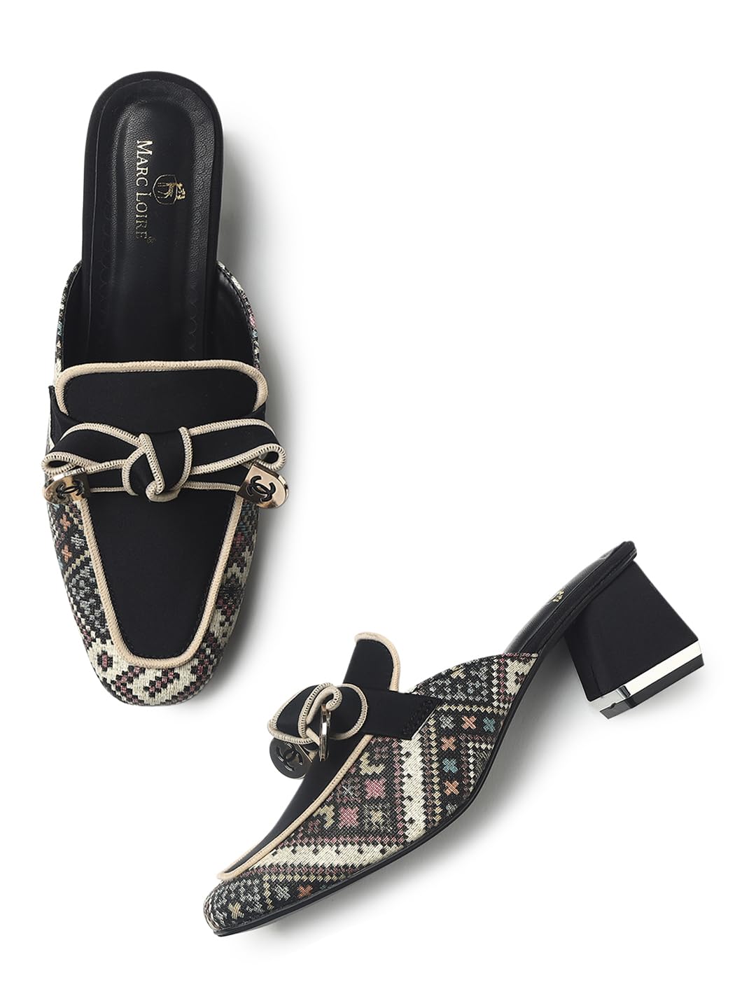 marc loire Stylish Block Mules Heels Sandal for Women | Fashionable & Comfortable Square Toe Heeled Footwear for Every Occasion-picture-39