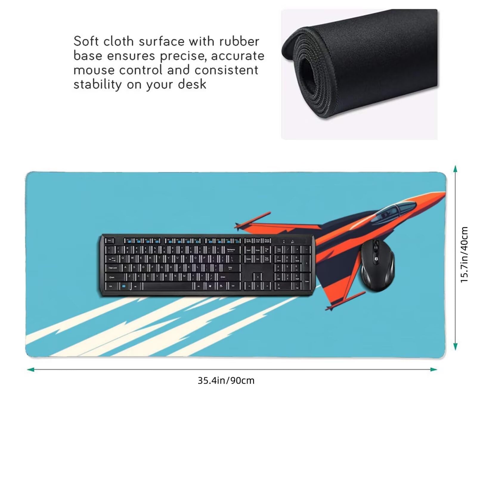 Blu Tappetino Gaming 1600 x 800 mm, Grande Tappetino Scrivania XXL Aereo, Bordi Cuciti Tappetino per Mouse ad Tracciamento di Precisione Migliora precisione e velocità, Accessori Ufficio Decor M385