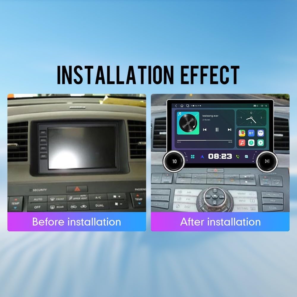 for Nissan Fuga 2004-2010 Display Knobs CarPlay/Android Auto Autoradio Android AM/FM Radio Car Navigation Stereo Player GPS 11.8" QLED Touch Screen BT WiFi 2 Din Headunit Tablet Octa Core 8G+256G