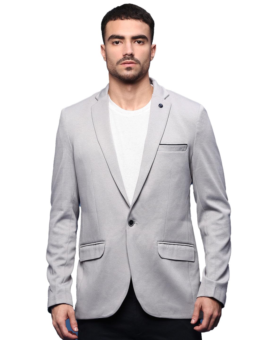showoffff Men's Grey Solid Single-Breasted Blazer-LBR-7000_Grey-picture-13