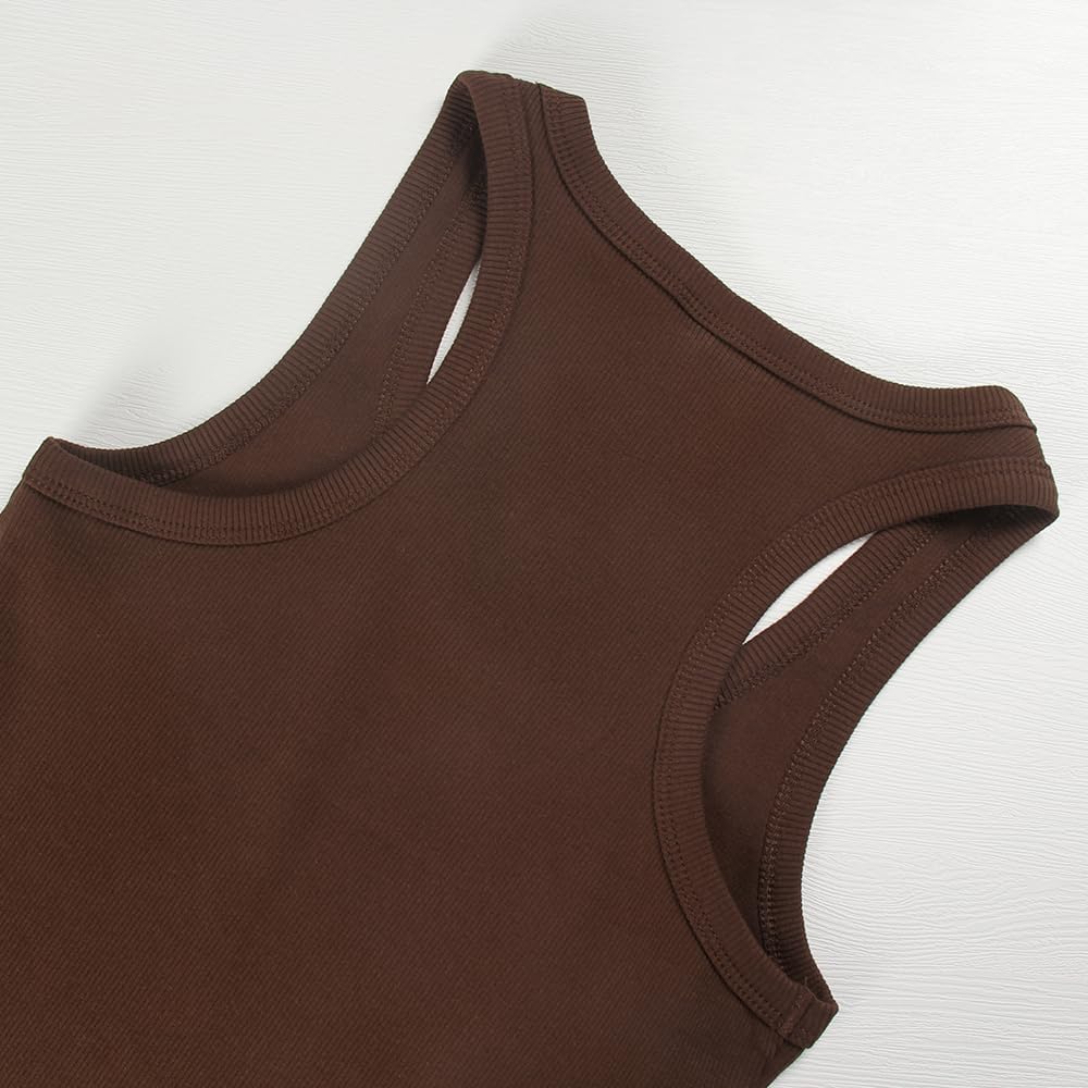 GEMBERA Womens Scoop Neck Sleeveless Racerback Ribbed Knit Slim Fitted Basic Tank Top Shirt - Image 4