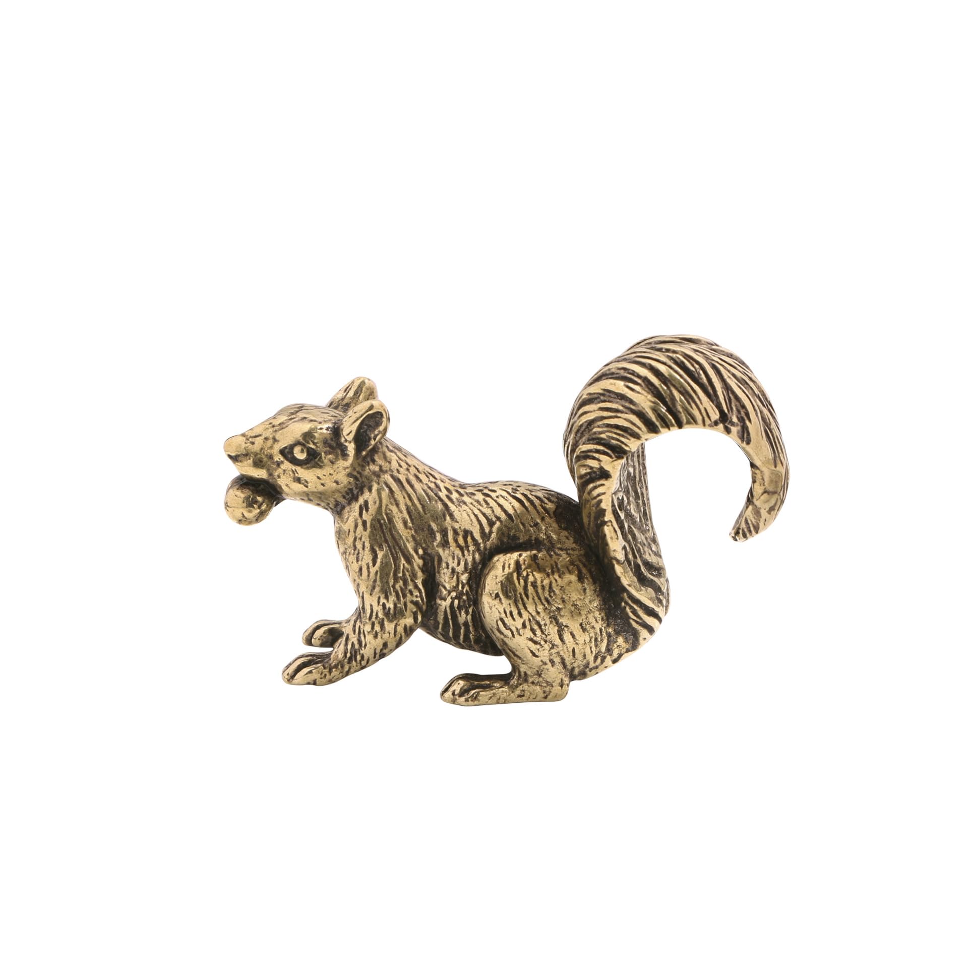 NGDFGR Brass Squirrel Statue Holding Pinecone Vintage Chinese Style Desktop Paperweight Miniature Bonsai Decor Collectible Artwork