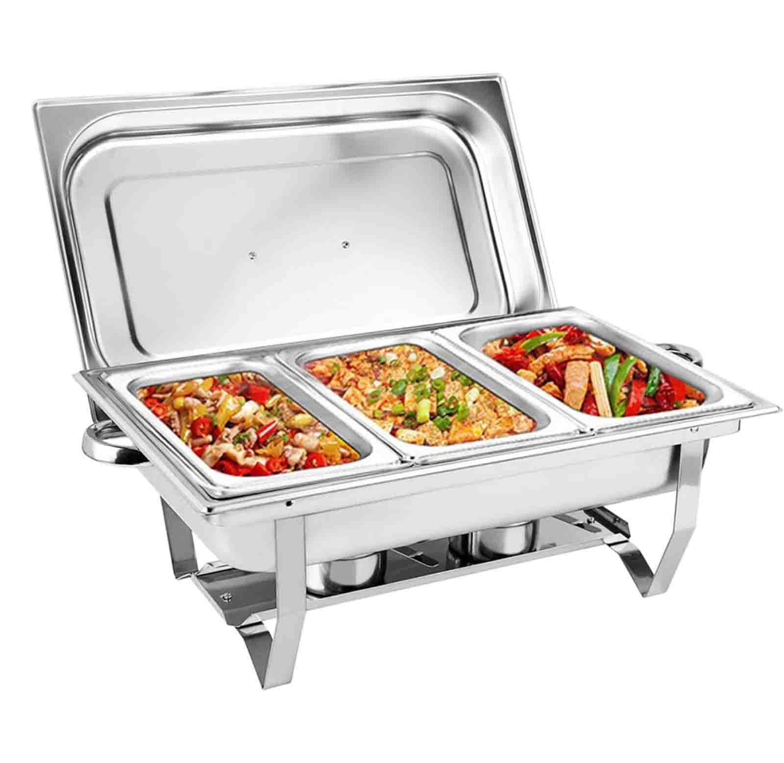 FJAUOQ Chafing Dish Contenitore Termico in Acciaio Inox Scaldavivande in Acciaio Inox Contenitore Termico per Catering Buffet E Feste,2 Pan