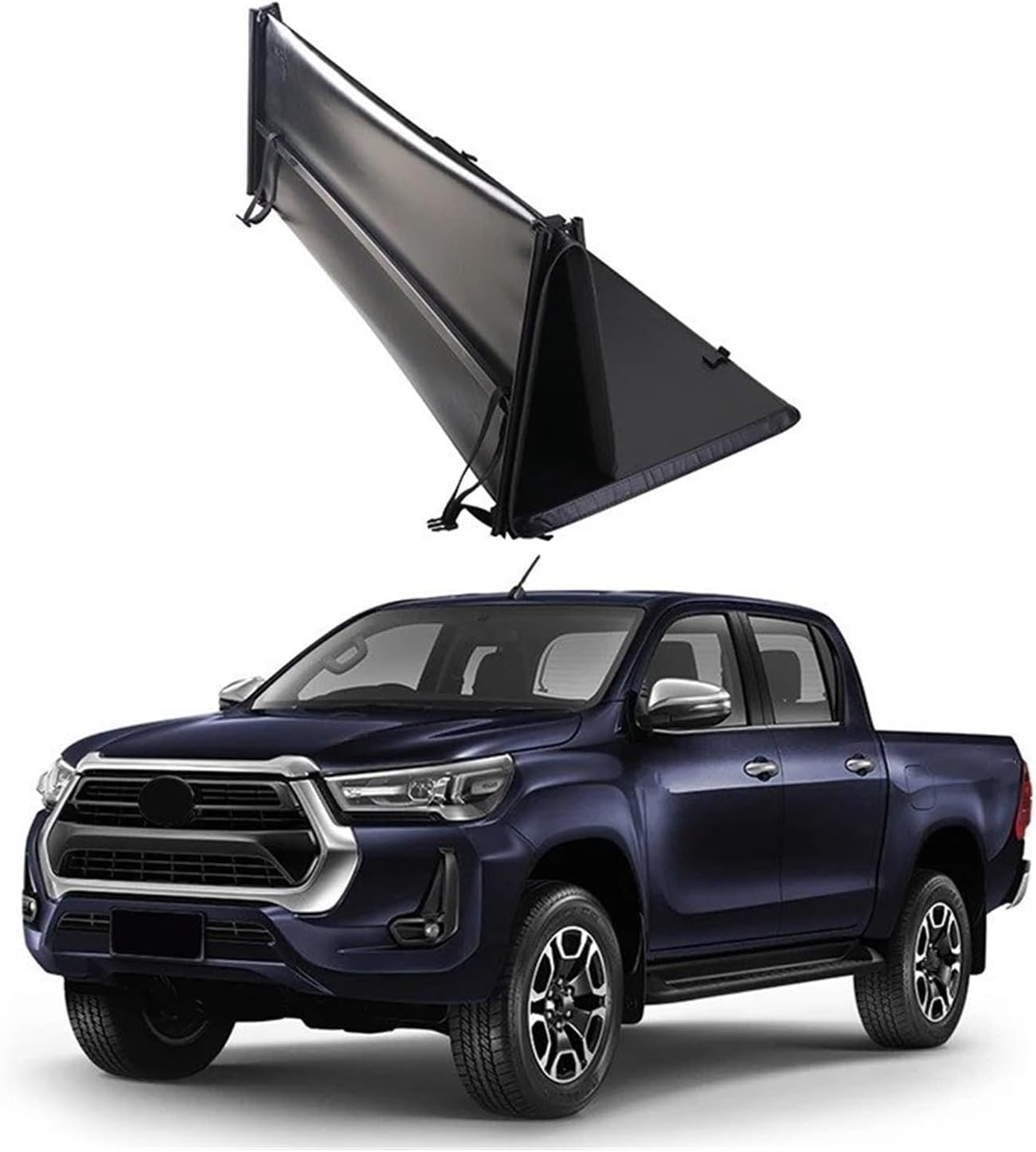 Retractable Rear Trunk Parcel Shelf Roller Lid Truck Bed Covers For Toyota For Hilux Soft Vinyl Tri-Fold Tonneau Cover Car Accessories