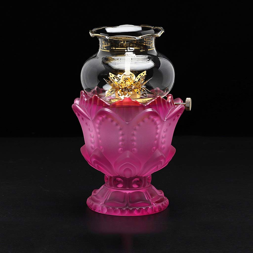 Linterna de Aceite, antigüedades, lámpara de Aceite del Siglo XXI for Interiores, Linterna de Camping de Seguridad Regulable, linternas for Exteriores con mechas/Rosa/s (Color : Pink, Size :