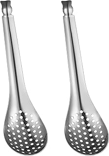 Frcolor スプーン 穴あきレンゲ ステンレス 穴あき スプーン 2本 食洗機対応 全長17cm 汁を切ってすくえる ラーメン キャビア ミートボール 餃子 揚げ物 湯豆腐 缶詰め マッシャー代わりに ステンレス 業務用