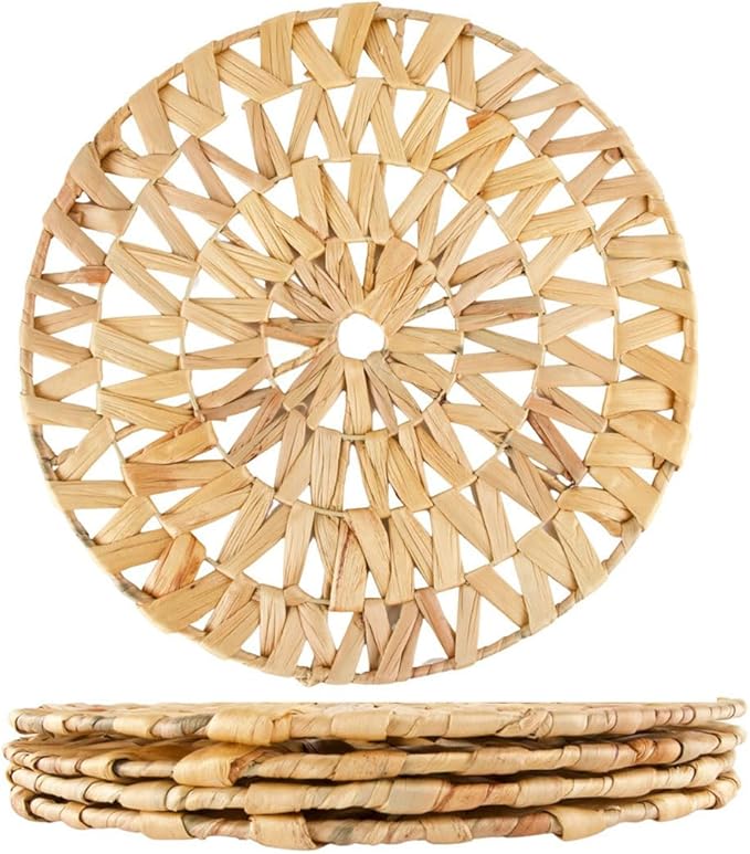 Koyal Wholesale Woven Placemats, 14.8" Round Boho Placemats