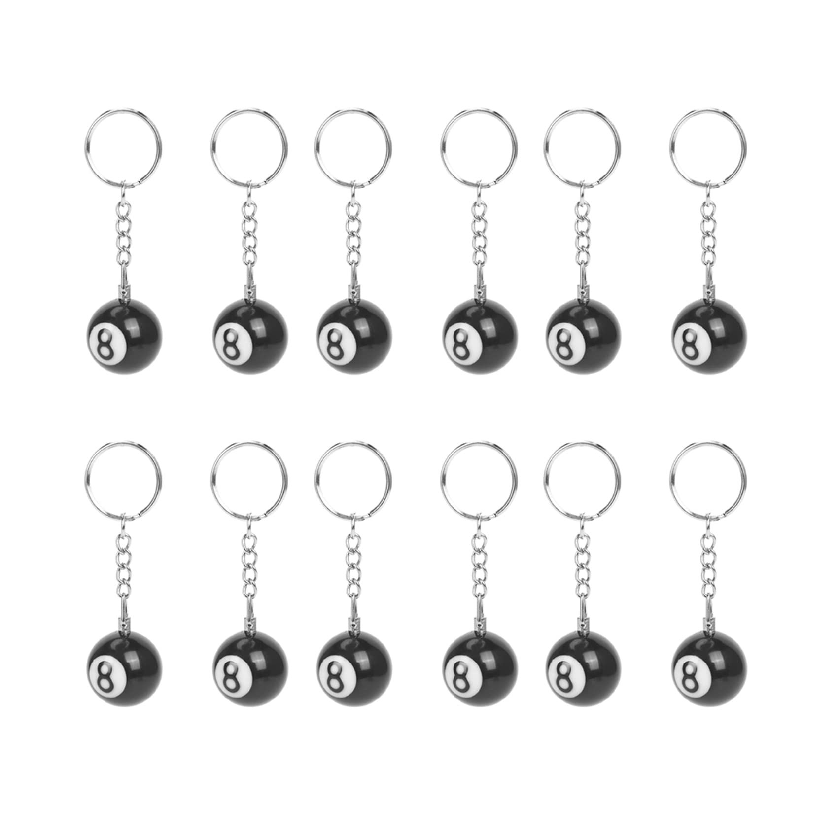 12 x de Bola de Billar Anillo de Llave Felicidad Numero 8