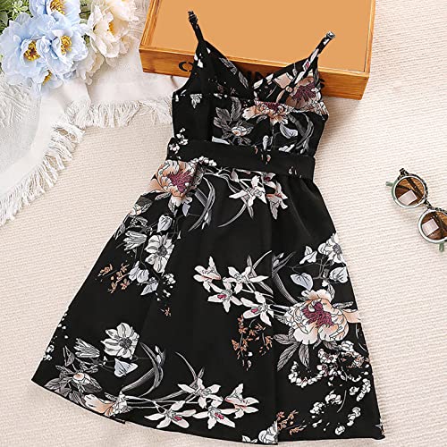 Maxi Dresses Vestido casual para meninas, vestido de verão com gola redonda, sem mangas, suspensório