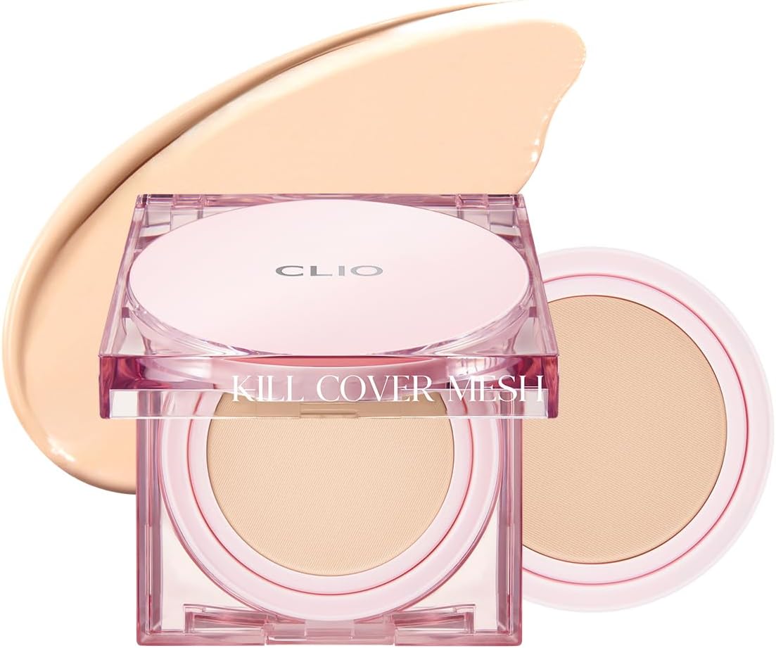 CLIO Kill Cover Mesh Glow Cushion Foundation ([Refill Included] 15g*2, 23N GINGER), Glass Skin, Long-Lasting, Lightweight, Buildable Coverage, Glowy Skin Makeup