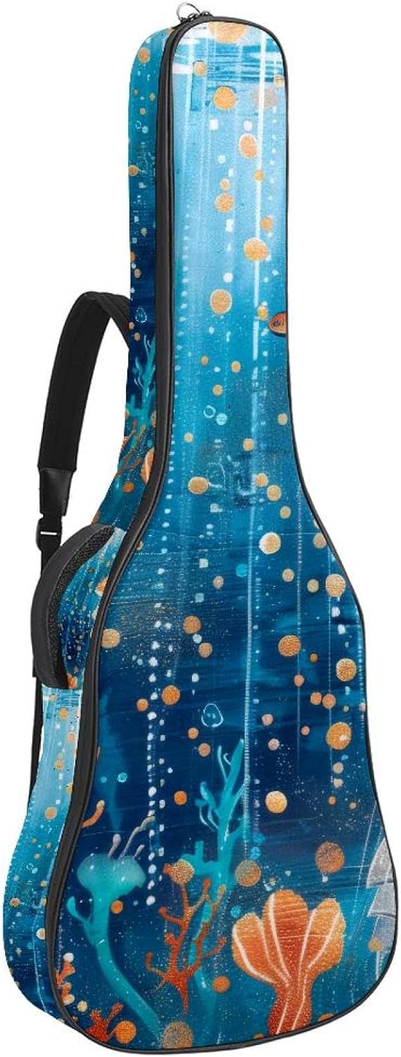 Coastal Beach Ocean Guitar Gig Bag, Soft Padded Guitar Case with Back Hanger Loop and Side Handle for 40 41 42 Inch Acoustic Electric Bass Classical Guitars