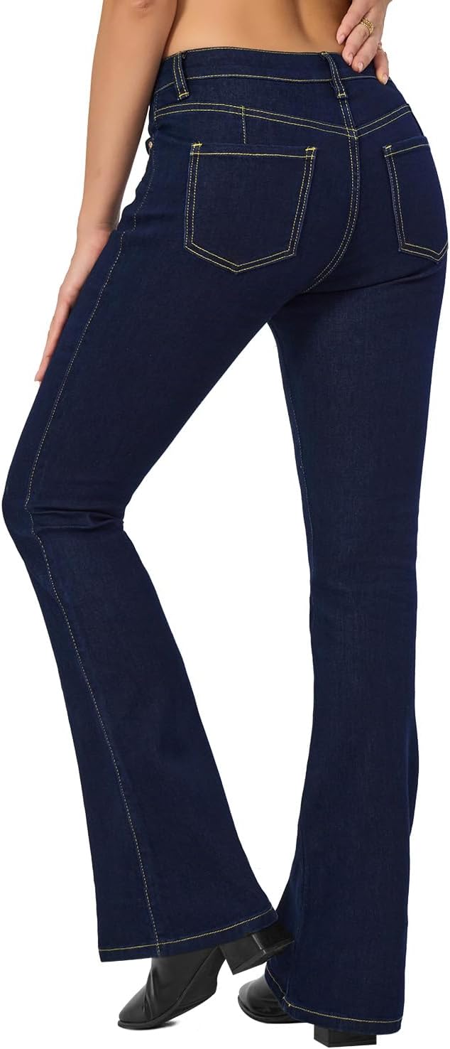 VIPONES Women's Flare Bell Bottom Jeans High Waisted Wide Leg Bootcut Jeans Stretchy Denim Pants - Image 5