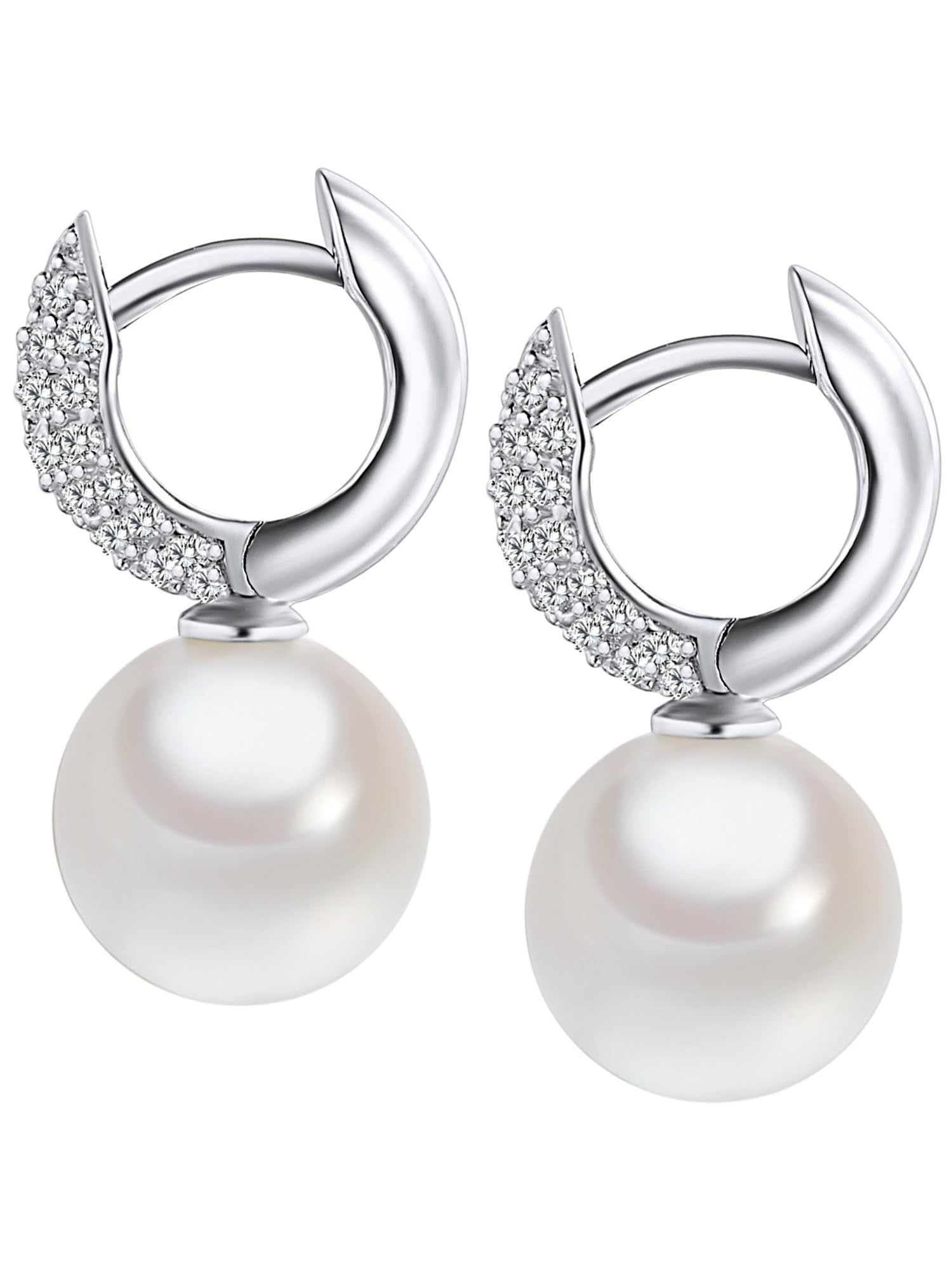 Orecchino pendente da Donna in Argento Sterling 925 con Zirconia Perle organiche