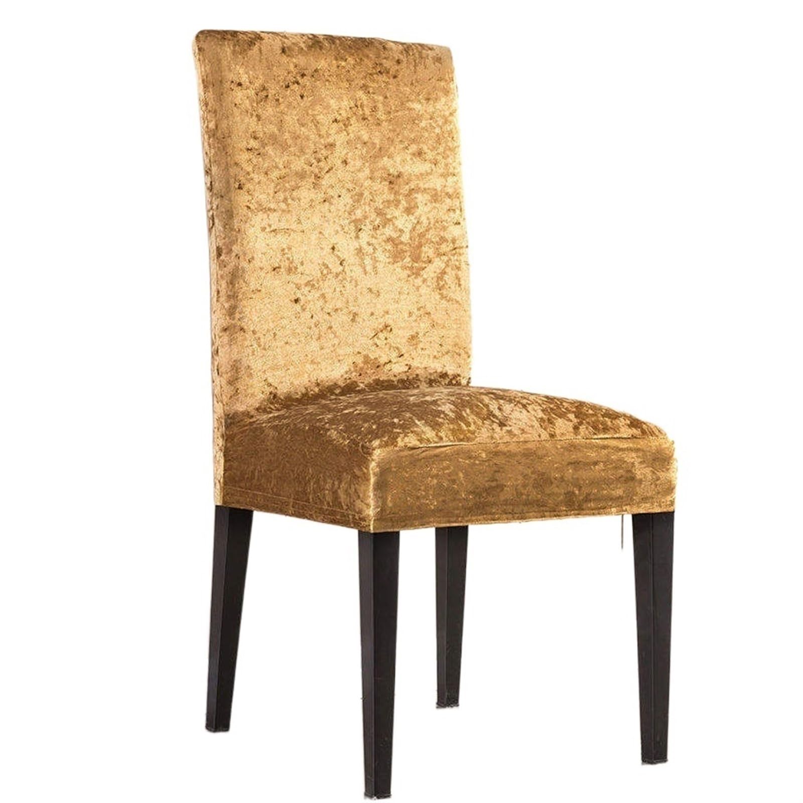 QXBFNDC Chair Covers Velvet Fabric Chair Cover Universal Size Stretch Slipcovers Elastic Seat Chair Covers Restaurant Banquet Hotel(Golden)