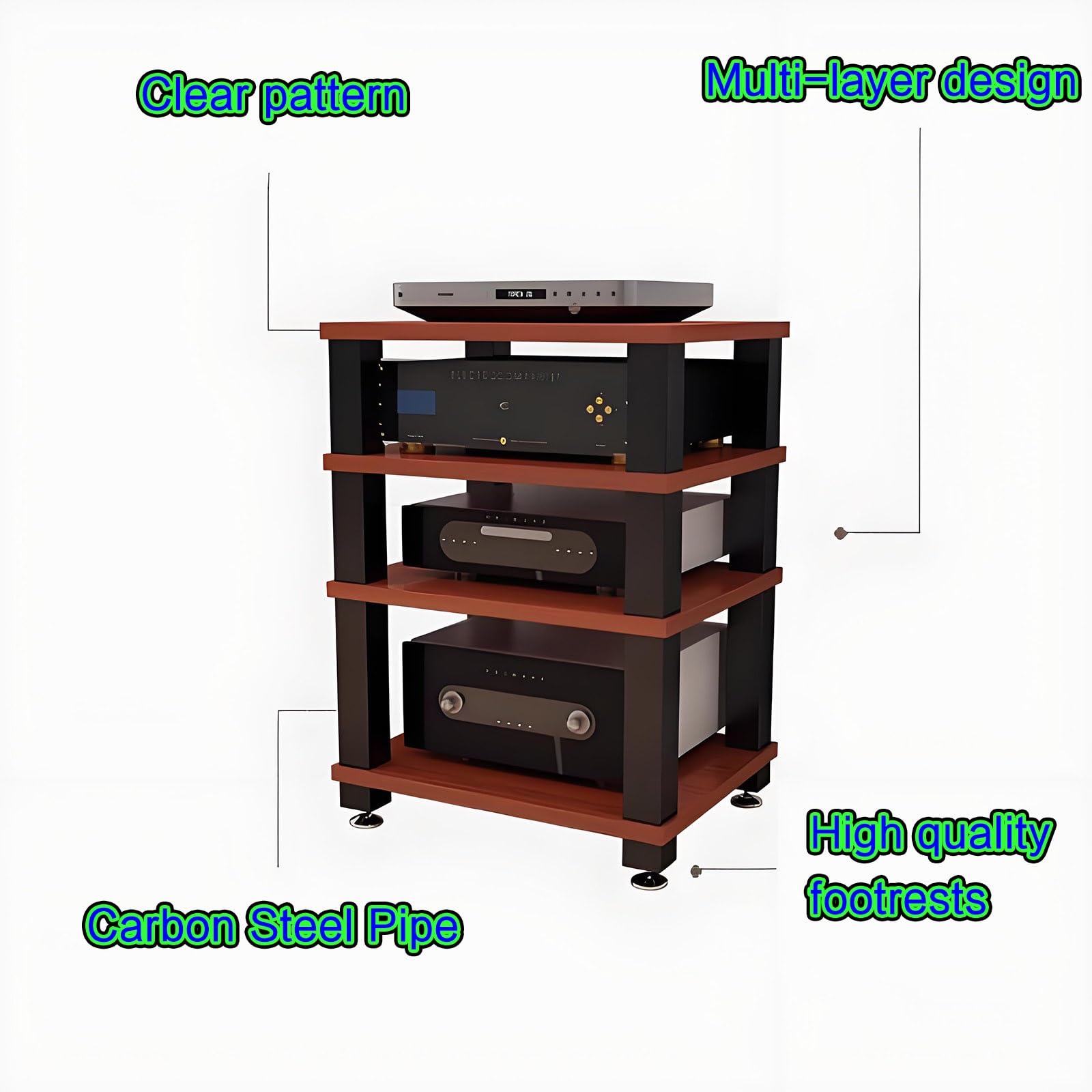 Armadietto di archiviazione multimediale per audio/video, mobiletto AV, scaffale per DVD, console per videogiochi, console per videogiochi, sala di registrazione, colore marrone, 23,6 x 18,8 x