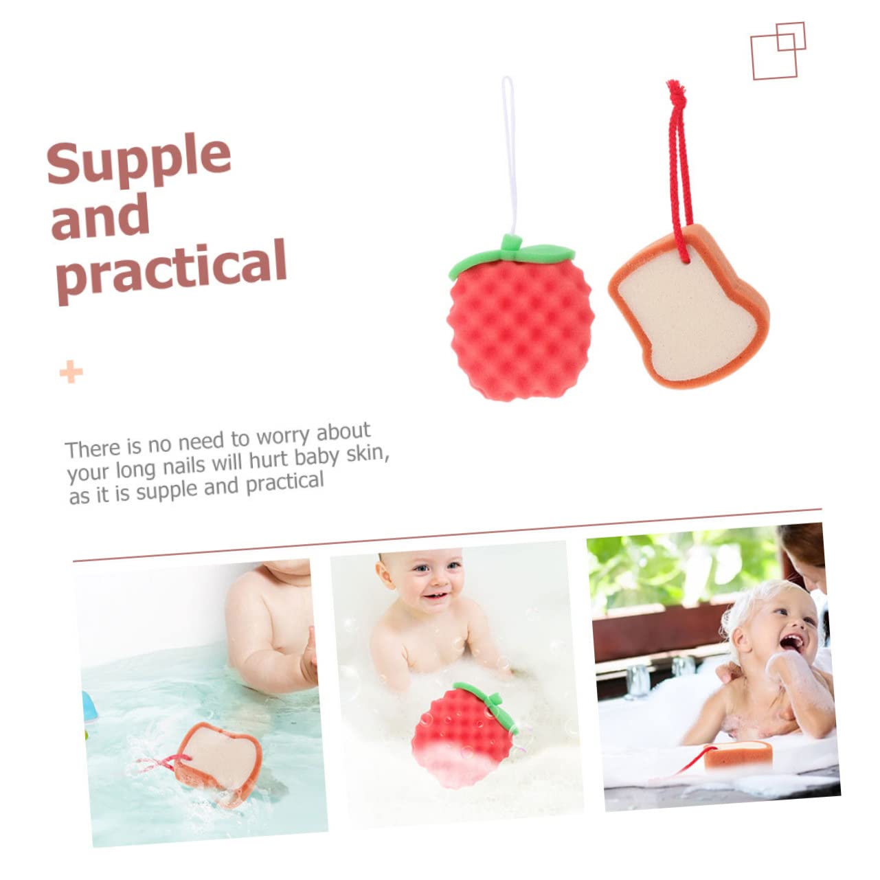 MAGICLULU 6 Piezas Esponja De Baño Para Bebé Depurador De Bañera Suministros De Baño Esponjas De Baño Para Ducha Esponja De Baño Natural Nailon Niño Pequeño Esponja Suave Rojo Cuerpo