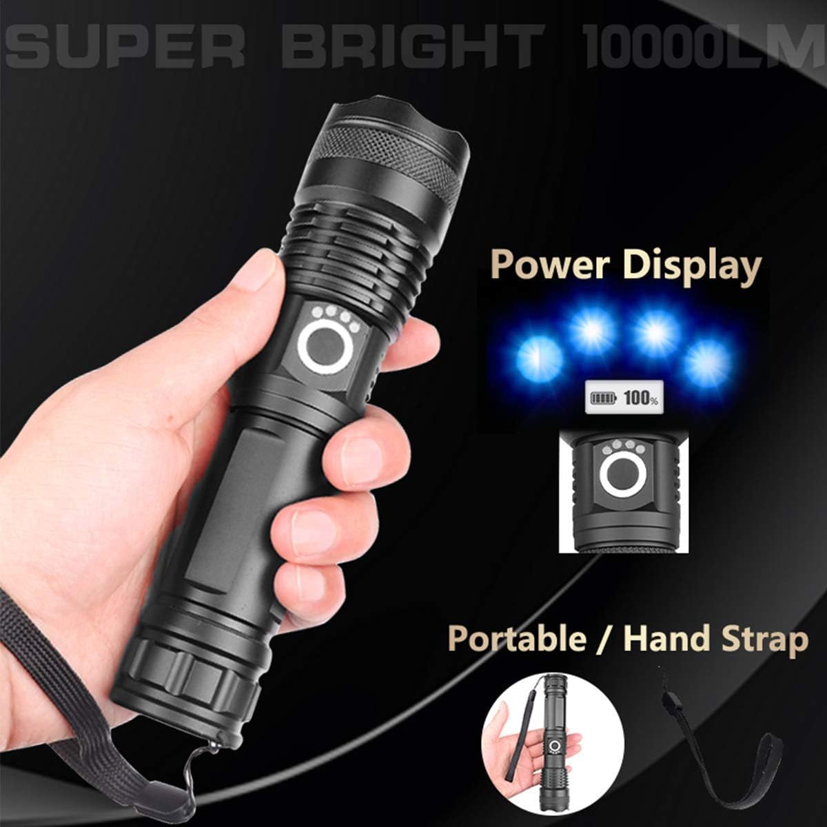 MODOAO Flashlight Rechargeable Waterproof Emergency Image