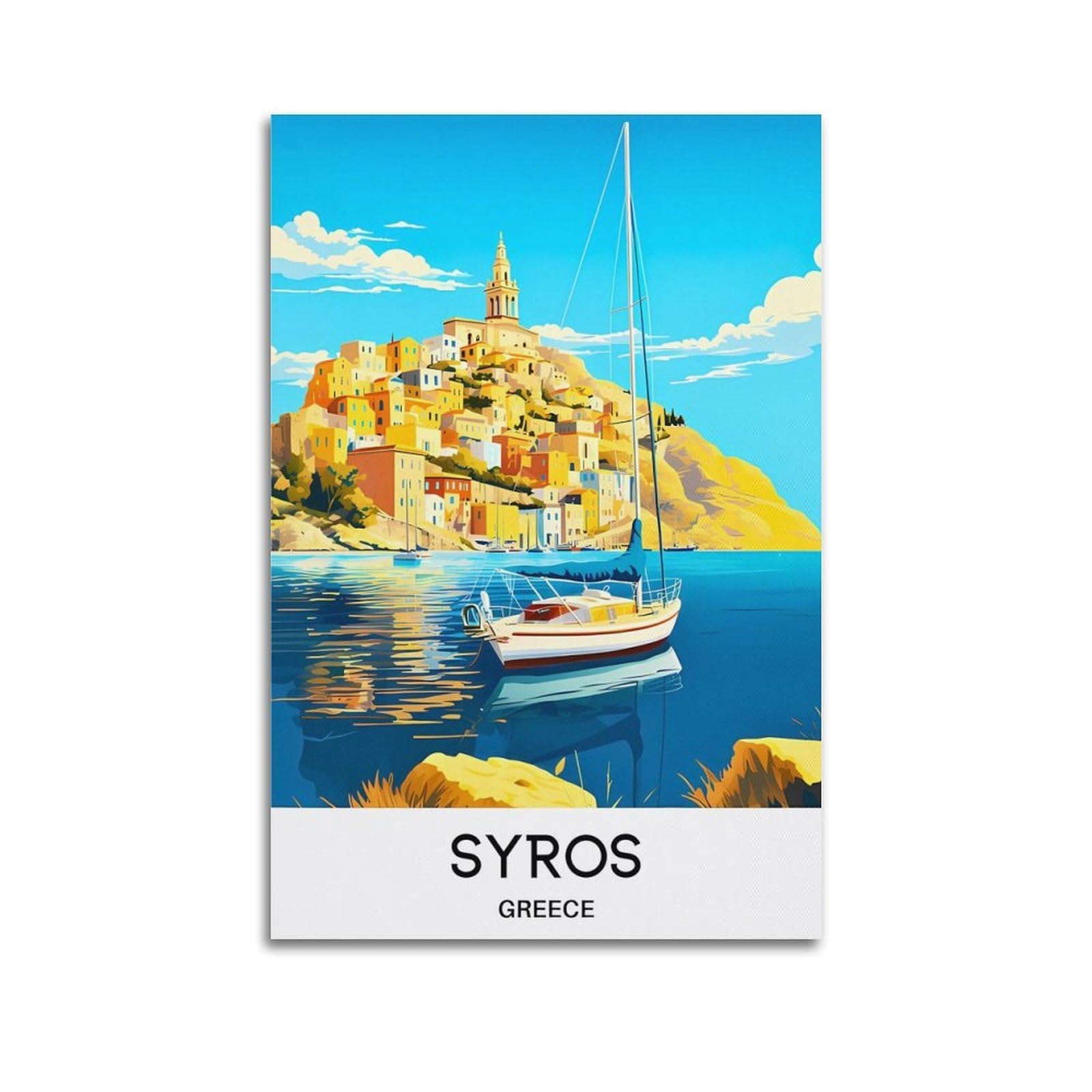EZMLFA Diamond Art Kits Adults,Syros Greece,5D DIY Diamond Art Kits for Beginners Round Full Drill Diamond Painting for Home Wall Decoration Gift 40x50cm