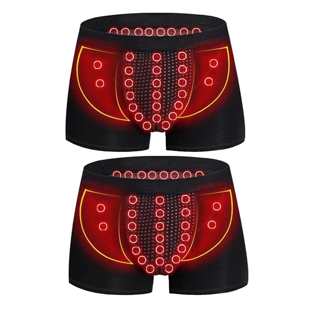 Meckoz Men's 2Pcs 2/4 Pack Enlarget Underwears Tourmaline Prostate Magnetic Therapy Boxer Shorts Promotes Secondary Growth(,L)