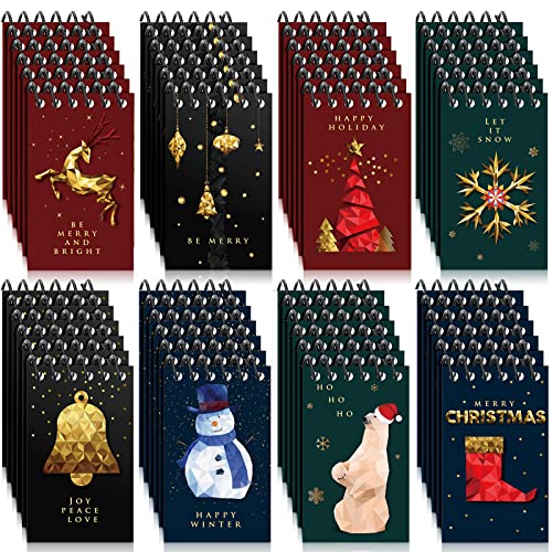 Mini carnet de notes de Noël à spirales lot de 48 petits calepins lignés 7x10 cm