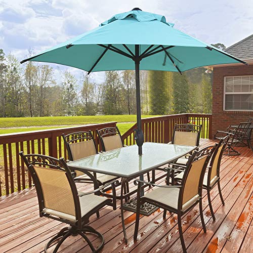 Abba Patio 7-1/2 Ft. Round Outdoor Market Patio Umbrella With Push Button Tilt And Crank Lift, Turquoise #TOP7