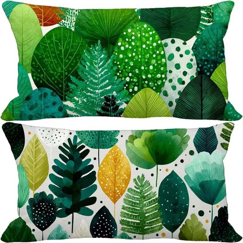 Lin lot de 2 housses de coussin 50x80 vert de qualité supérieure pour décoration salon