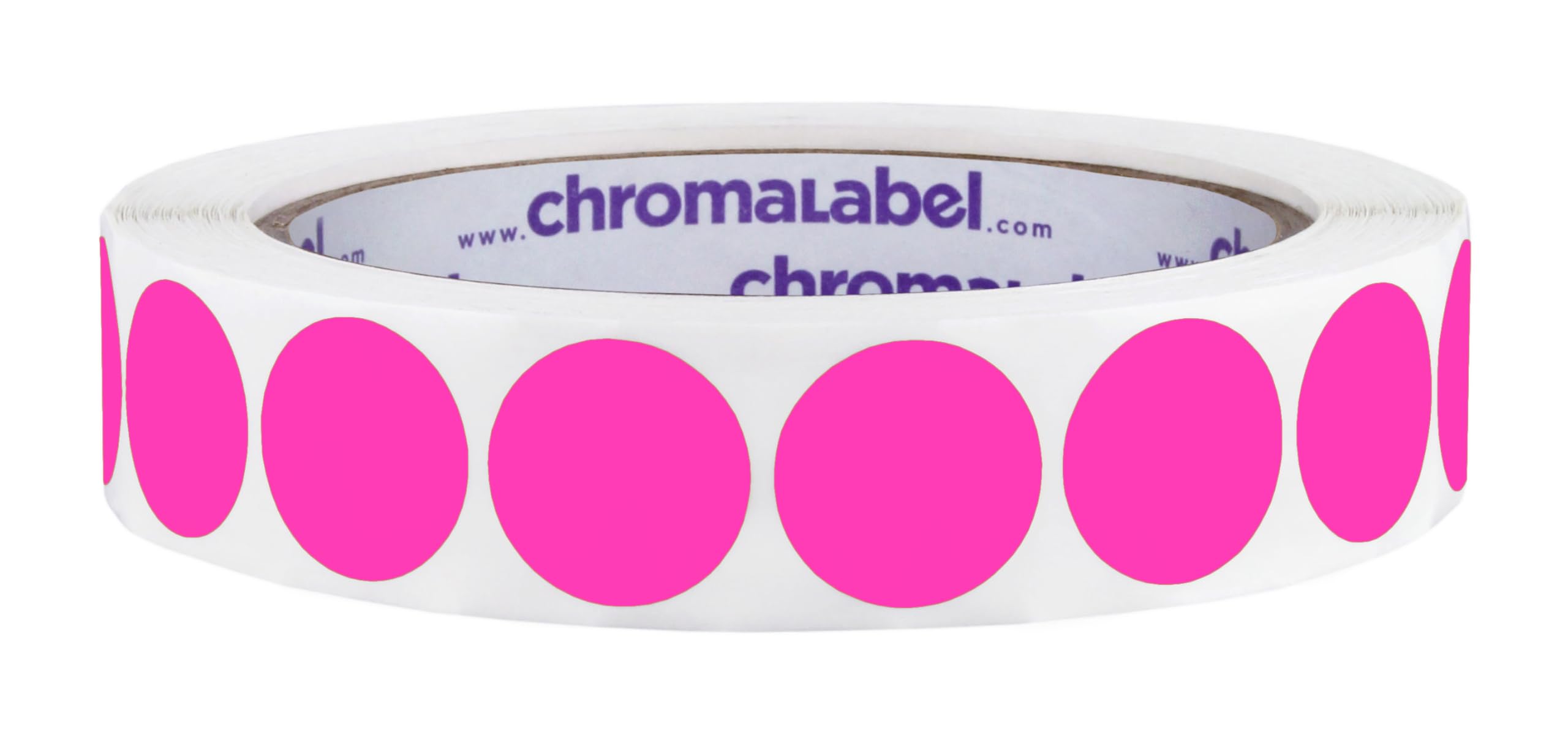 ChromaLabel 0.75 Inch Round Label Permanent Color Code Dot Stickers, 1000 Labels per Roll, Fluorescent Pink