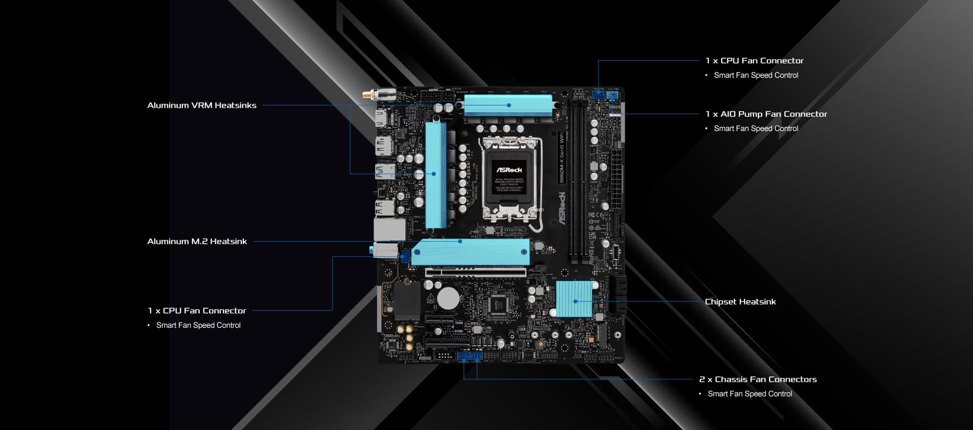ASRock Placa-mãe B860M-X Gen5 WiFi LGA1851 Micro-ATX, suporta