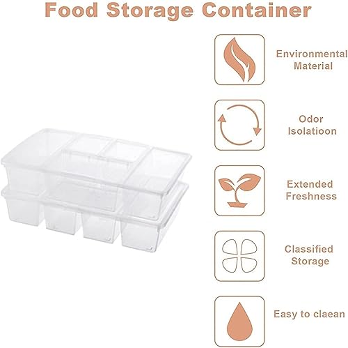 Miniatura 7 de TIST - Contenedor organizador de refrigerador de 5 compartimentos con tapa, apilable, para refrigerador, congelador, caja para frutas, verduras,