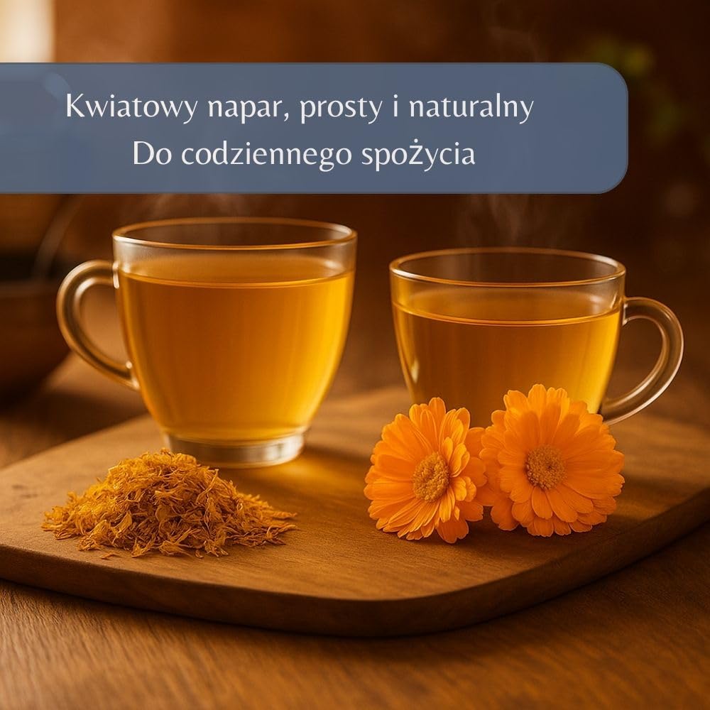 Organiczne kwiaty nagietka lekarskiego – napar i herbata ziołowa na relaks, sen i trawienie – Calendula Officinalis L. – uprawa ekologiczna – pakowana we Francji – torebka 100 g (50 filiżanek)