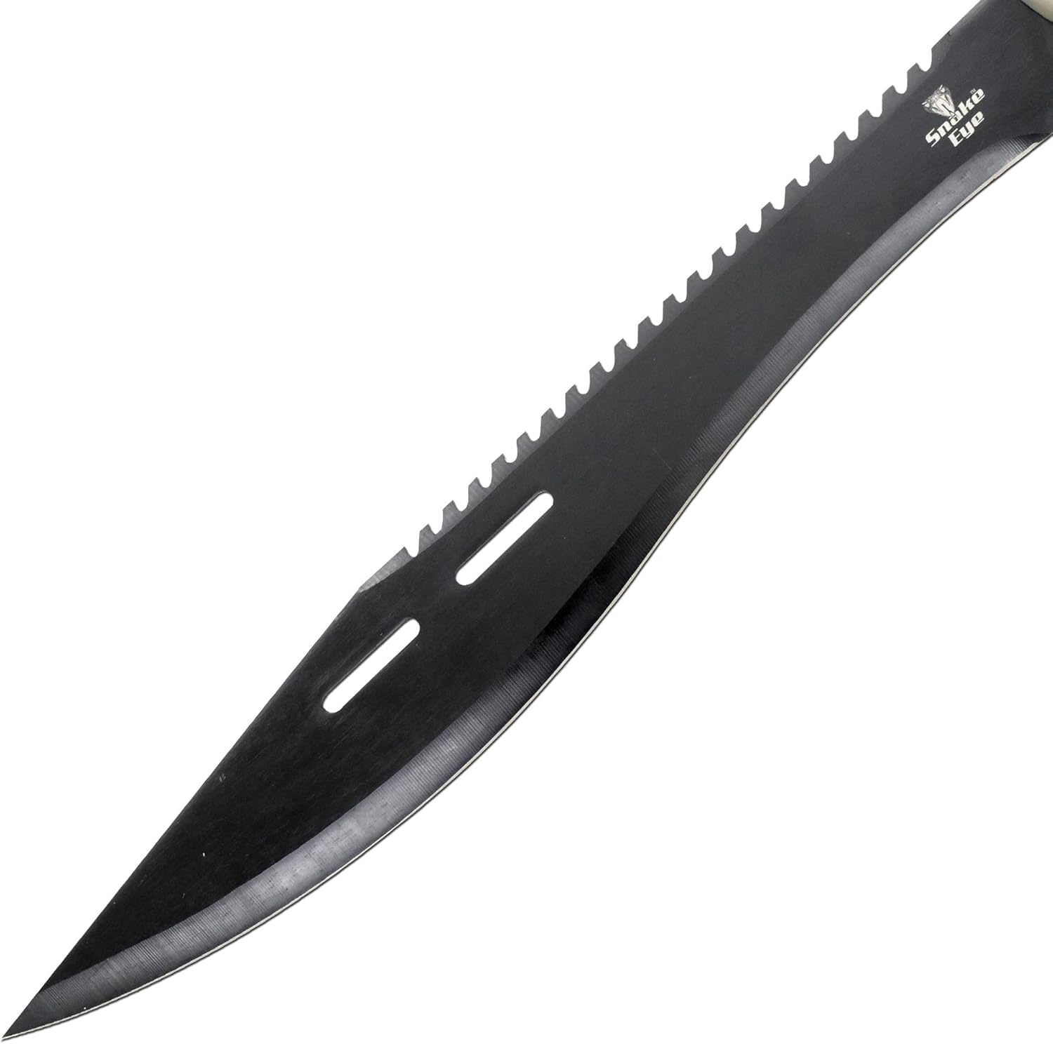 Snake Eye Tactical Full-Tang Machete – Heavy Duty Fixed Blade Survival Tool with Reinforced Nylon Sheath for Camping, Hunting, and Bushcraft