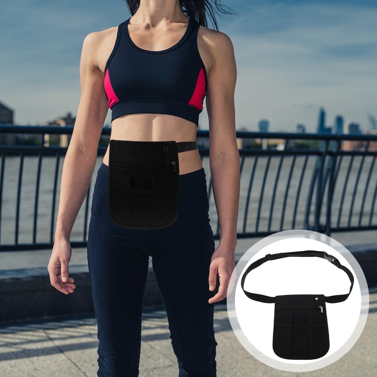 HOMSFOU Utility Belt Waist Pouch for Women Adjustable Oxford Cloth Tool Waist Bag with Multiple Pockets for Gardening and DIY Tools - Image 3