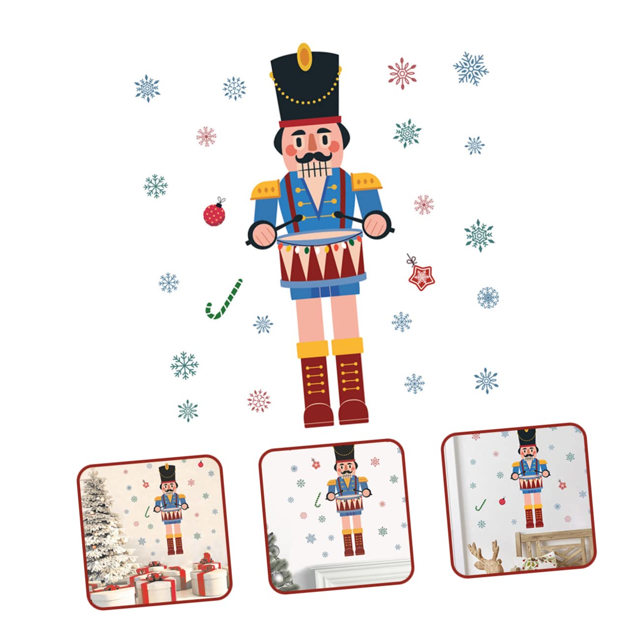 Alipis 3 Pz Vetrofanie Natalizie Adesivi Per Finestre Vetrofanie Schiaccianoci Adesivi Rosa Adesivi Per Costumi Adesivo Da Parete Fiocco Di Neve La Finestra Di Natale Aggrappa Blue Pvc