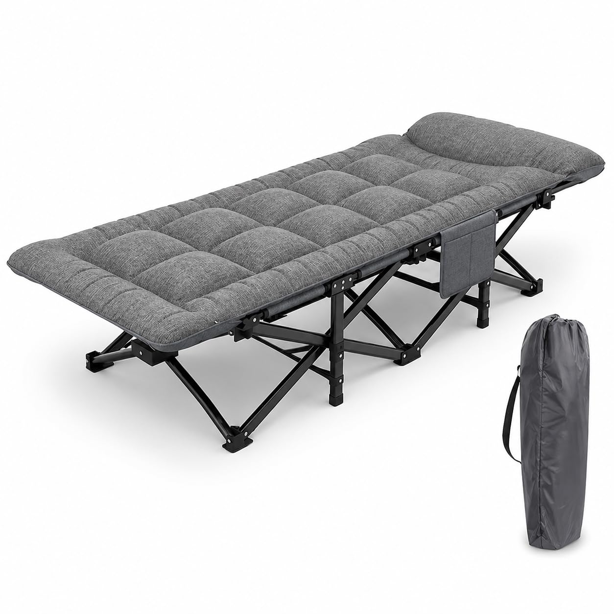 折りたたみ簡易ベッド グレー 190cm Amazon｜折りたたみベッド コット キャンプ 10本脚 安定性 組み立て