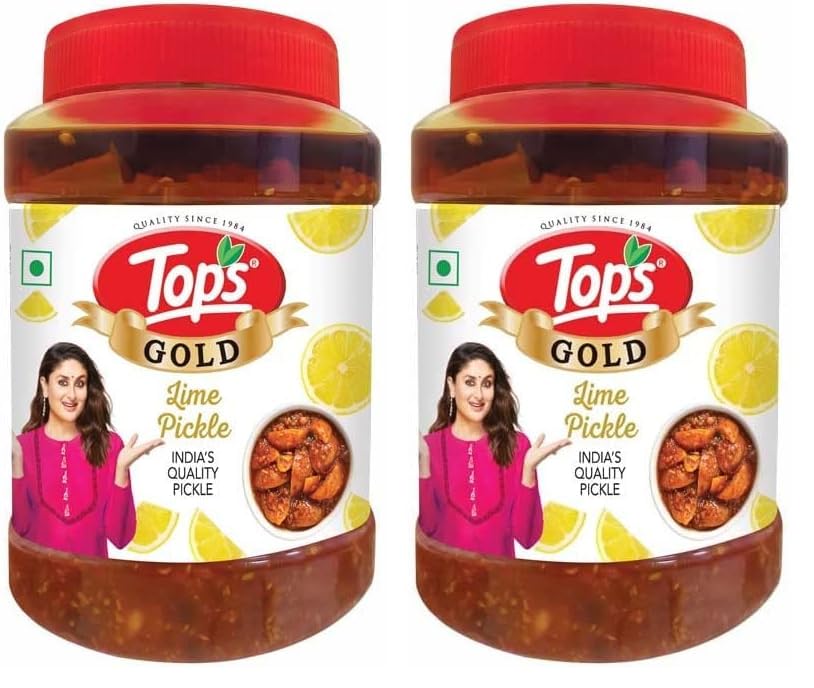 Image of TOPS Gold Pickle Lime -900 gm | Perfect blend of tangy limes and healthy mustard oil (Pack of 2)
