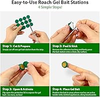 Vista 5 de Paquete de 12 estaciones de cebo de gel para cucarachas en interiores, potente mata cucarachas en interiores para infestación de cucarachas, cebo
