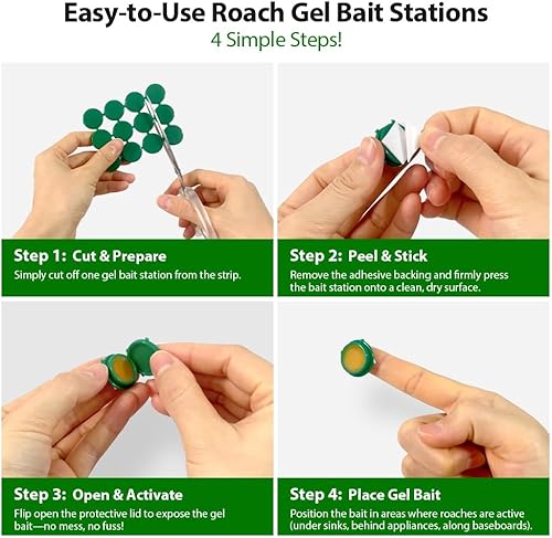 Miniatura 5 de Paquete de 36 estaciones de cebo de gel para cucarachas en interiores, potente mata cucarachas en interiores para infestación de cucarachas, cebo