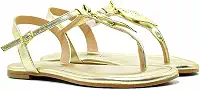 Sandália Rasteira Feminina Vizzano 6371.174 Dourada | Metalizada com Fivela | Conforto e Estilo Casual Elegante