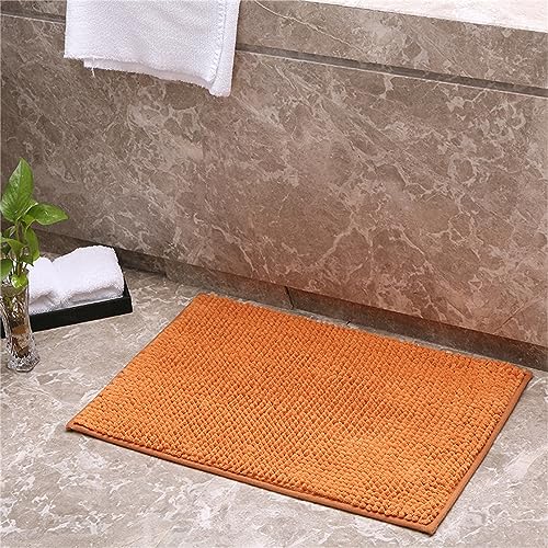 Mateju Alfombra Baño de Chenilla Corto, Alfombrilla Baño Agua Súper Absorbente Alfombra de Baño Antideslizante Alfombras de Ducha de Microfibra Esponjosa (40 * 60CM,Naranja)